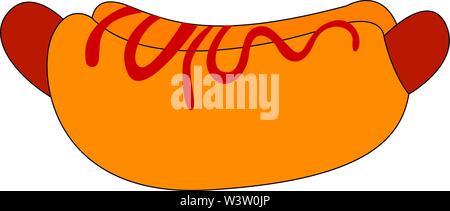 Sweet hot dog, illustration, vector on white background Stock Vector