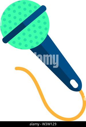Blue microphone, illustration, vector on white background Stock Vector