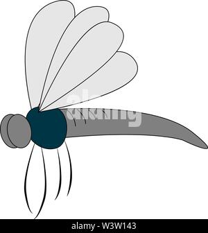 Silver mosquito, illustration, vector on white background Stock Vector