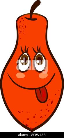 Happy papaya, illustration, vector on white background Stock Vector