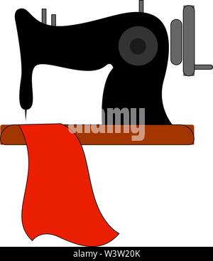 Black sewing machine, illustration, vector on a white background Stock ...