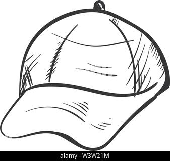 Cap drawing, illustration, vector on white background Stock Vector