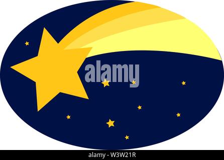 Yellow shooting star, illustration, vector on white background Stock Vector