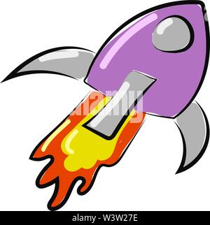 Purple spaceship, illustration, vector on white background Stock Vector