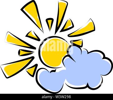 Sub behind clouds, illustration, vector on white background Stock Vector