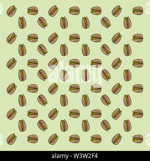 Pistachios wallpaper, illustration, vector on white background Stock Vector