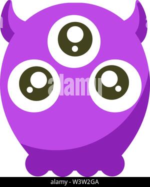 Monster with three eyes, illustration, vector on white background Stock Vector