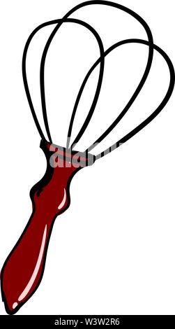Red whisk, illustration, vector on white background Stock Vector
