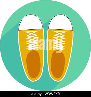 Yellow sneakers, illustration, vector on white background Stock Vector