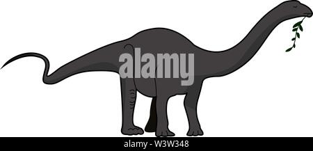 Apatosaurus eating, illustration, vector on white background. Stock Vector