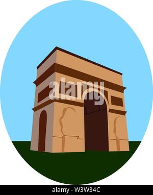 Arc de Triomphe, illustration, vector on white background. Stock Vector