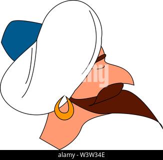 Arab white hat, illustration, vector on white background. Stock Vector