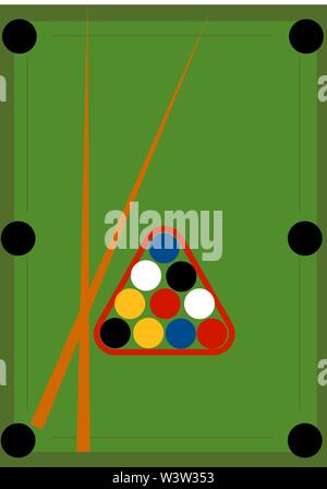 Green pool table, illustration, vector on white background. Stock Vector