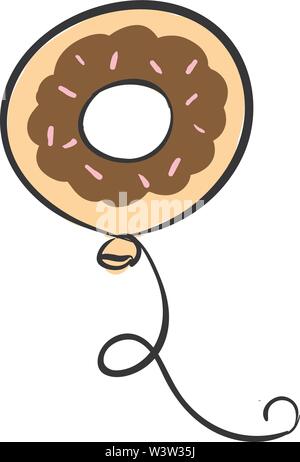 Donut balloon, illustration, vector on white background. Stock Vector