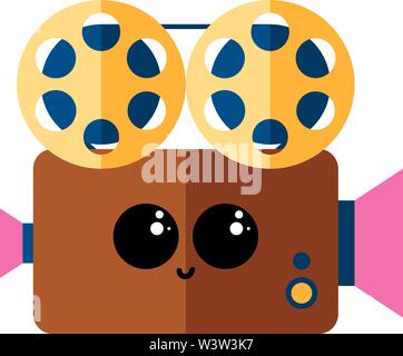 Cute retro camera, illustration, vector on white background. Stock Vector