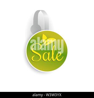 Vector green circle shape wobbler mockup isolated on white background. Sale message template for your hanging shelf tag design. Stock Vector