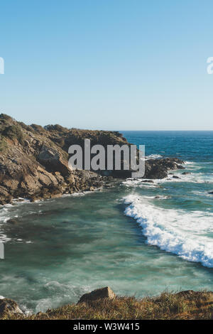 Beautiful beach scene on a clear summer morning, Port Macquarie, New South Wales. Stock Photo