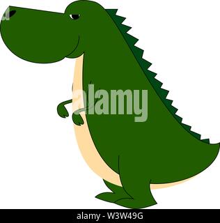 Fat dinosaur, illustration, vector on white background. Stock Vector