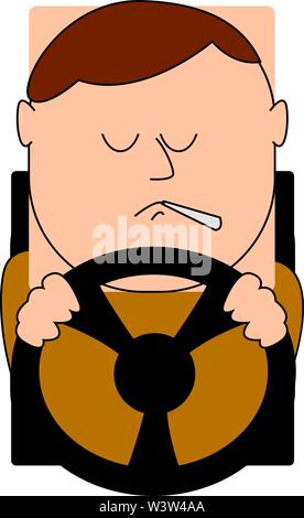 Calm car driver, illustration, vector on white background. Stock Vector