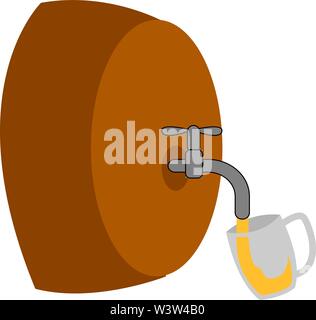Sipping beer in glass, illustration, vector on white background. Stock Vector