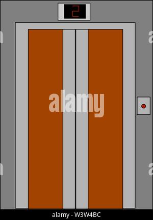 Elevator in building, illustration, vector on white background. Stock Vector