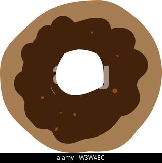 Chocolate donut, illustration, vector on white background. Stock Vector