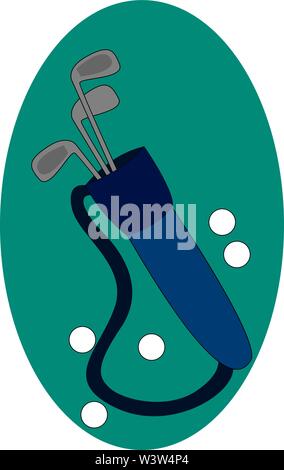 Golf clubs, illustration, vector on white background. Stock Vector