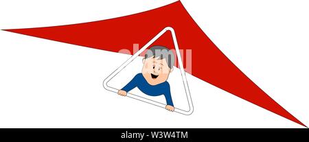 Red hang glider, illustration, vector on white background. Stock Vector