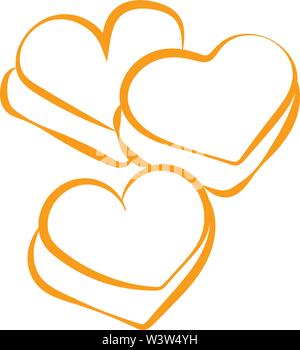 Three hearts, illustration, vector on white background. Stock Vector