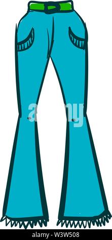 Woman blue pants, illustration, vector on white background. Stock Vector