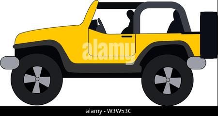 Yellow jeep, illustration, vector on white background. Stock Vector