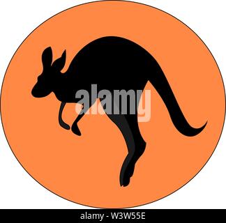 Kangaroo jumping, illustration, vector on white background. Stock Vector