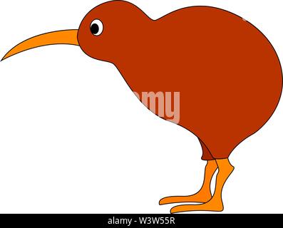 Kiwi bird, illustration, vector on white background. Stock Vector