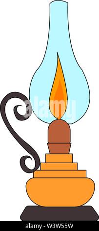 Kerosene lamp, illustration, vector on white background. Stock Vector