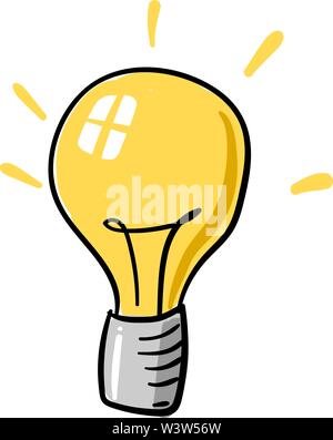 Yellow Glowing Light Bulb On Black Background. Lighting Electric Lamp ...