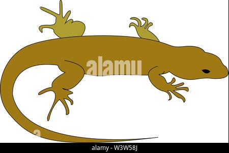 Brown lizard, illustration, vector on white background. Stock Vector