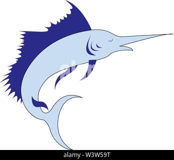 Big marlin, illustration, vector on white background. Stock Vector