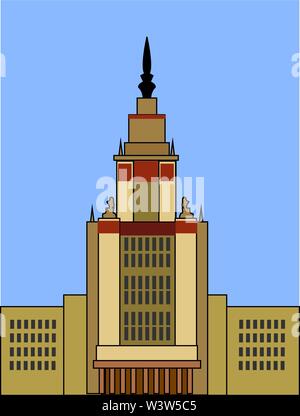 Moscow state university picture, illustration, vector on white background. Stock Vector