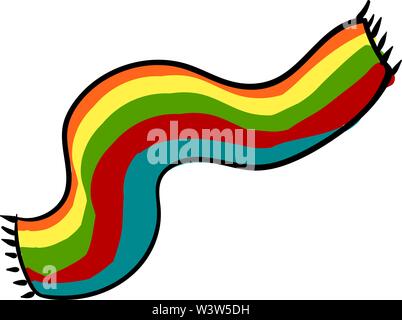 Multicolor scarf, illustration, vector on white background. Stock Vector