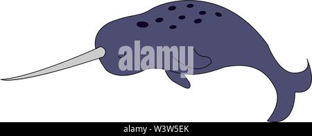 Sleeping narwhal, illustration, vector on white background. Stock Vector