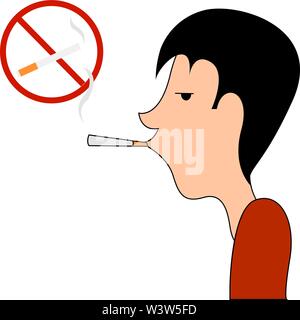 No smoking sing, illustration, vector on white background. Stock Vector