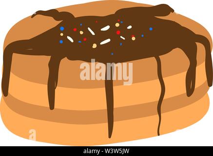 Pancake with chocolate, illustration, vector on white background. Stock Vector