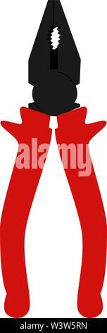 Red pliers, illustration, vector on white background. Stock Vector