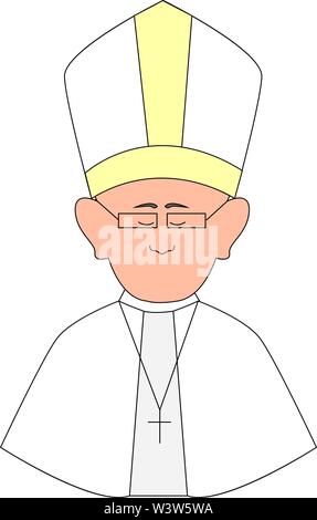 Happy pope with glasses, illustration, vector on white background. Stock Vector
