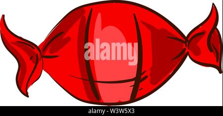 Red wrapped candy, illustration, vector on white background. Stock Vector