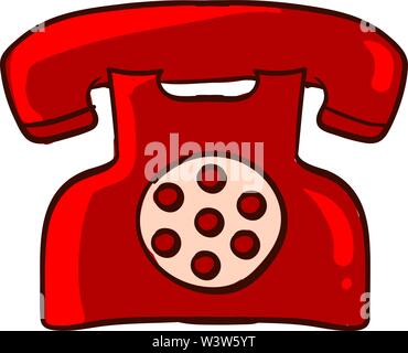 Red retro telephone, illustration, vector on white background. Stock Vector