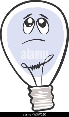 Sad lighting bulb, illustration, vector on white background. Stock Vector