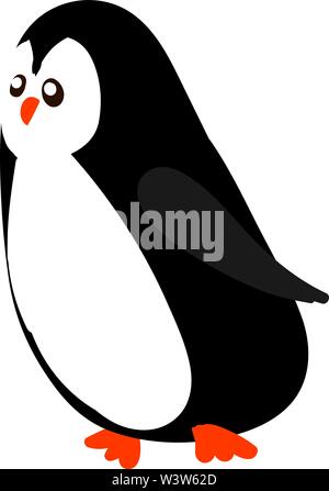 Running penguin, illustration, vector on white background. Stock Vector