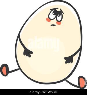 Sad chicken egg, illustration, vector on white background. Stock Vector