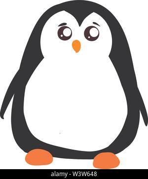 Sad little penguin, illustration, vector on white background. Stock Vector